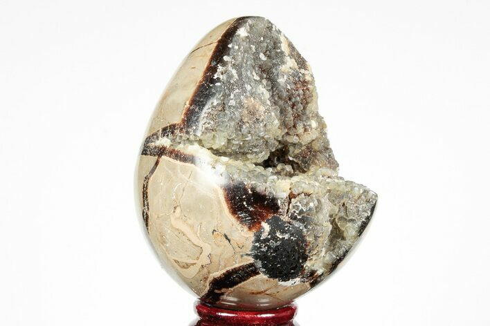 Septarian Dragon Egg Geode - Black Crystals #191480